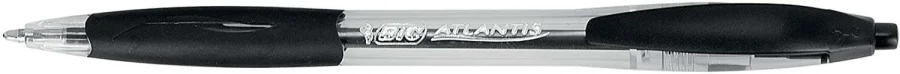 Bic Atlantis Classic Boligrafo Retractil - Punta de 1mm - Cuerpo Transparente con Grip - Color Negro · Pack de 12 uds.