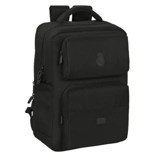 Safta Real Madrid Premium Mochila para Portatil hasta 15.6" - Conector USB - Portabotellas - Bolsillos Frontales - Tirador Doble - Compatible con Maleta - 13.75L - 310x130x440mm - Color Negr