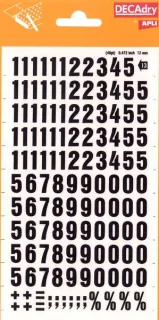 Apli Numeros Transferibles - 12mm - Facil Aplicacion - Negros Intensos - 133 Caracteres - Negro