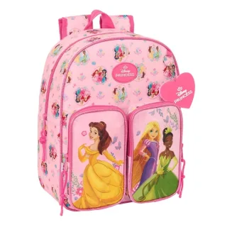Safta Princesas Disney Mochila Infantil - Adaptable a Carro - Portabotellas - Hombreras Acolchadas - Dos Bolsillos Frontales - Asa Superior - 10L - 260x110x340mm - Color Rosa