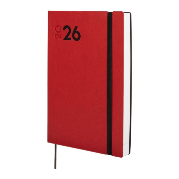 Finocam Dynamic Mara Agenda Profesional - Anual 2026 - Tapa Blanda - Cierre con Goma Elastica - Formato Y10 - 144x22x208mm - 1 Dia por Pagina - Color Rojo