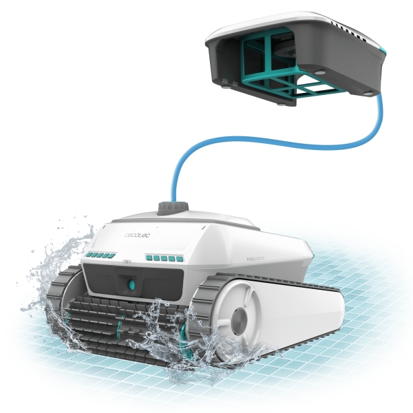 Cecotec Conga Pooldroid 10000 TotalClean AquaSkater Robot Limpiapiscinas Todoterreno hasta 300m2 - Fondos, Paredes y Superficie - Succion 230 L/min - Doble Rodillo - Autonomia de 150min - Co