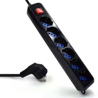 Ewent EW3924 Regleta 6 tomas con proteccion Negro