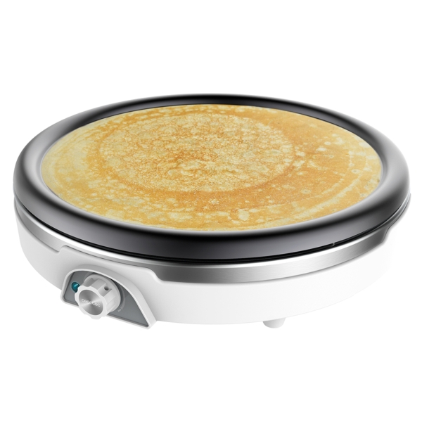 Cecotec Fun Crepestone XL Inox Crepera - 1350W - Acero Inoxidable - 38cm de Diametro - Antiadherente - Placa Extraible - Temperatura Regulable - Espatula y Rodillo - 38.5x37.5x10.3cm - Color