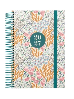 Finocam Moda Espiga Agenda Internacional - Anual 2027 - 1 Dia por Pagina - 140x204mm - Goma Elastica - Tapa Dura de Carton Forrado - Esquinas Microperforadas - Papel de 80g/m2 - Multicolor