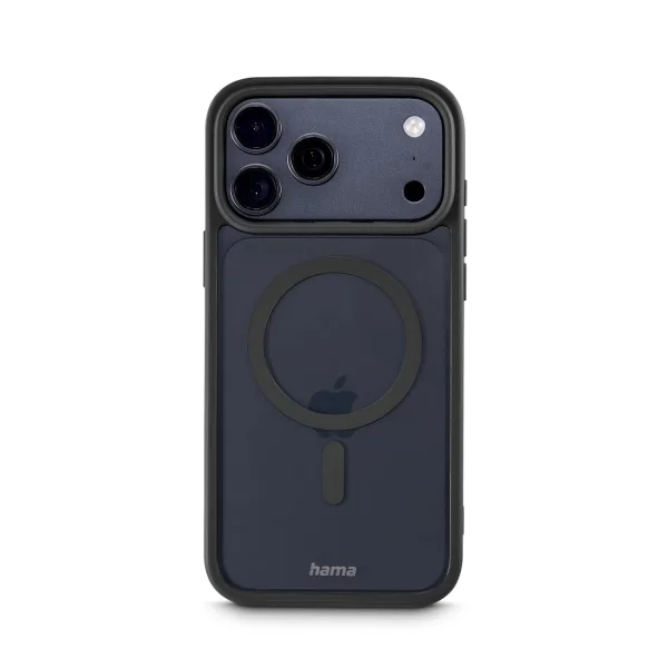 Hama Frame Protect Funda para iPhone 17 Pro Max - Antideslizante - Magnetico - Policarbonato y Poliuretano Termoplastico - Bordes Elevados - Color Negro y Transparente