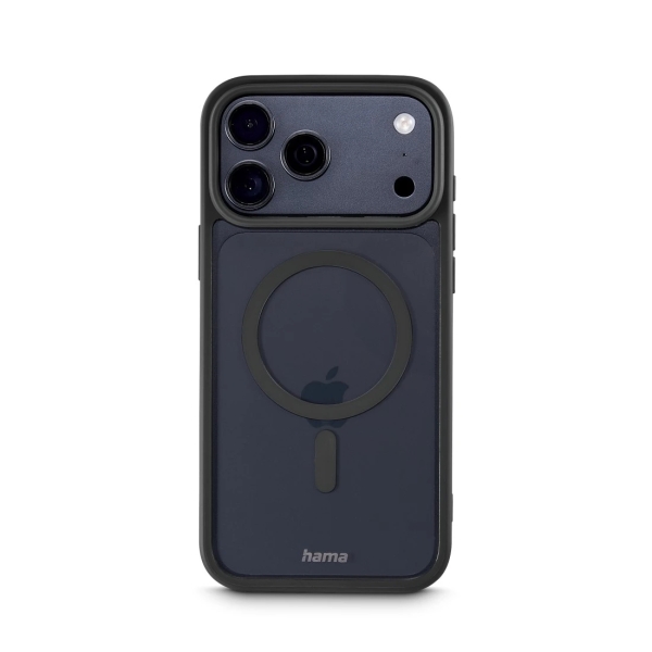 Hama Frame Protect Funda para iPhone 17 Pro Max - Antideslizante - Magnetico - Policarbonato y Poliuretano Termoplastico - Bordes Elevados - Color Negro y Transparente
