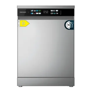 Cecotec Bolero Aguazero 6210 Inox D Lavavajillas de 60cm - 15 Cubiertos - Temperatura Regulable - Seguro Infantil - Pantalla XXL - 8 Programas - Inicio Programable - Funcion Media Carga - Co