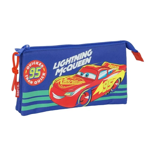 Safta Cars Portatodo - 3 Compartimentos con Cremalleras - Bolsillo Interior - 0.6L - 220x30x120mm - Color Azul