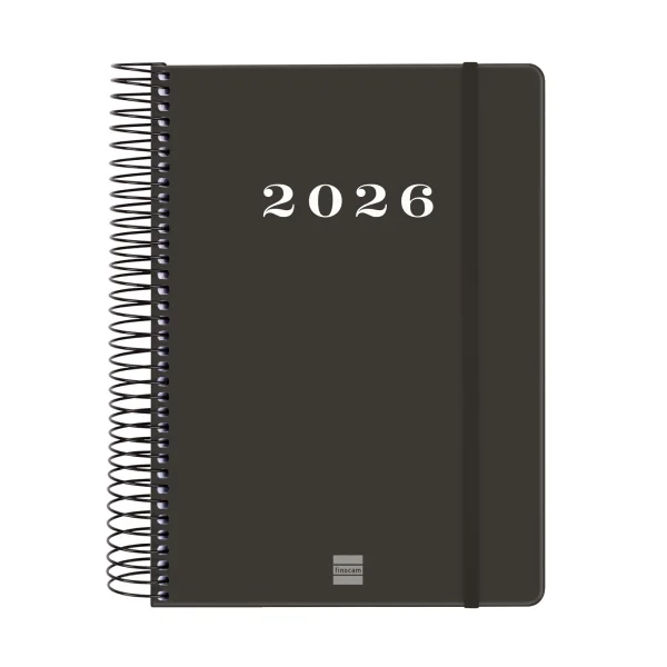 Finocam My Agenda de Espiral en Catalan - Anual 2026 - Tapa Dura Antirayaduras - Formato E10 - 185x20x212mm - 1 Dia por Pagina - Color Negro