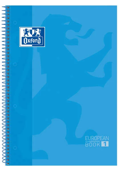 Oxford Europeanbook 1 Cuaderno Espiral Formato A4+ Cuadriculado 5x5mm - 80 Hojas - Banda de Color - Tapa Extradura Brillante - Color Turquesa