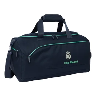 Safta Real Madrid 2ª Equipacion 25/26 Bolsa de Deporte - Bandolera Ajustable - Tirador Doble - Bolsillos Laterales - Fondo Extraible - Tacos en Base - 500x250x250mm - Color Azul Marino