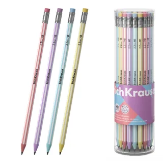 ErichKrause Blend Lapiz de Grafito con Goma de Borrar - Mina HB - Cuerpo Hexagonal - Plastico - Agarre Ergonomico - Colores Surtidos · Pack de 42 uds.