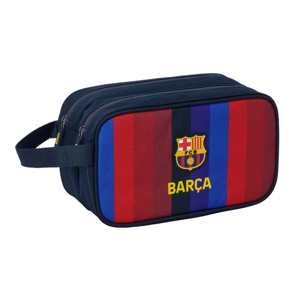 Safta F.C.Barcelona 1ª Equipacion 26/27 Neceser - 2 Compartimentos con Cremallera - Adaptable a Carro - Asa de Mano Lateral - 26x15x12.5cm - Color Azul Noche