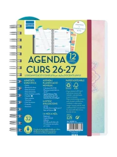 Finocam Magistral Agenda Escolar 26/27 en Catalan - Semana Vista Horizontal - Formato 4º - 155x212mm - Tapas de Polipropileno - Papel de 80g/m2 - Espiral - Esquinas Microperforadas - Multico
