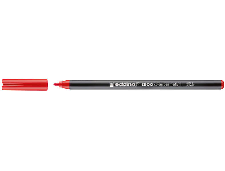 Edding 1300 Rotulador - Punta Redonda - Trazo 2 mm. - Tinta con Base de Agua - Color Rojo · Pack de 10 uds.