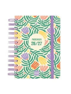 Finocam Cosmo Cart Agenda Escolar 26/27 - 1 Dia por Pagina - Formato 8º - 120x169mm - Tapas de Carton Forrado - Papel de 80g/m2 - Espiral Metalica - Esquinas Microperforadas - Multicolor