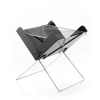 Innovagoods Foldecue Mini Barbacoa Portatil de Sobremesa para Carbon - Plegable - Parrilla de 30X24.5cm - Facil de Limpiar - Compacta - Ligera - 31x28x30cm - Color Negro