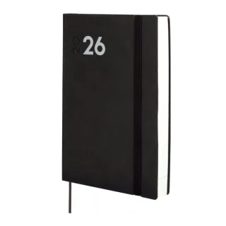 Finocam Dynamic Mara Agenda Profesional - Anual 2026 - Tapa Blanda - Cierre con Goma Elastica - Formato Y10 - 144x22x208mm - 1 Dia por Pagina - Color Negro