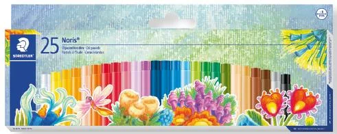Staedtler Noris 241 Pack de 25 Ceras Blandas - Diametro 8mm - Resistencia a la Rotura - Colores Surtidos