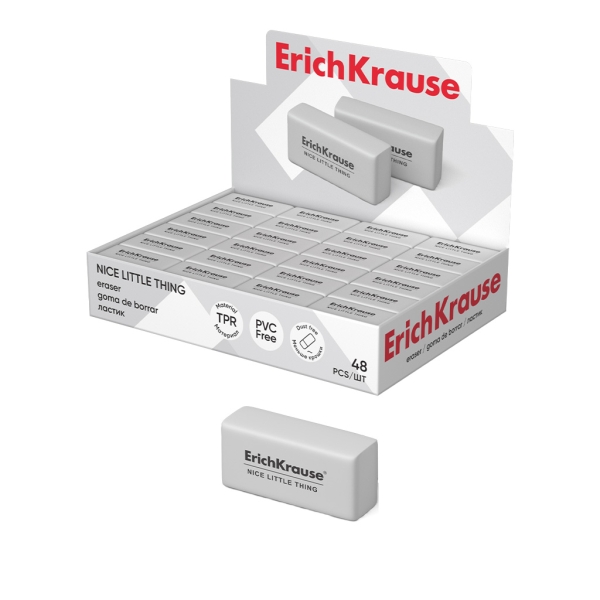 Erichkrause Nice Little Thing Borrador de Dureza Media - Fabricada en Caucho Termoplastico Hipoalergenico - Libre de PVC - Color Blanco · Pack de 48 uds.