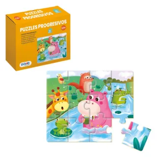 Dohe Puzzle Infantil de 12 Piezas - Tematica Animales de La Selva - Fabricado en Doble Capa de Carton - Capa Intermedia de Contrachapado - Estimula la Imaginacion - A partir de 2 Años y Medi