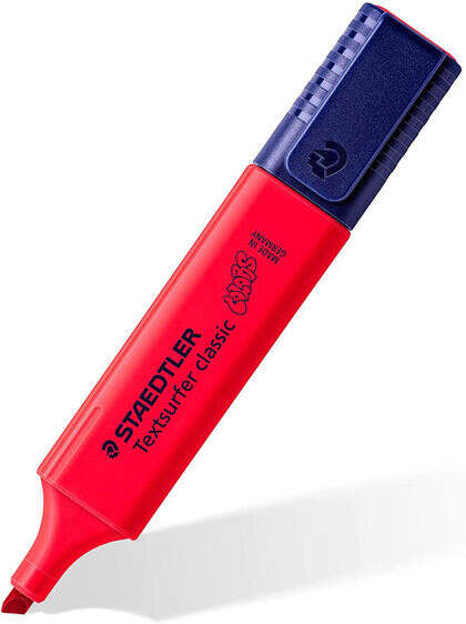 Staedtler Textsurfer Classic 364 Marcador Fluorescente - Punta Biselada - Trazo entre 1 - 5mm - Tinta con Base de Agua - Color Rojo · Pack de 10 uds.