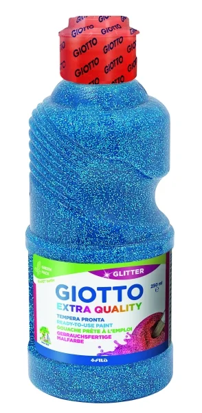 Giotto Extra Quality Glitter Tempera - 250ml - Lispa para el Uso - Botella Bio Pet - Color Cyan