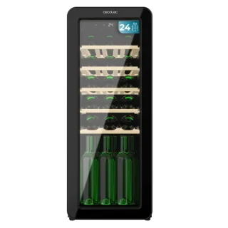 Cecotec Bolero GrandSommelier Origin 24 Hit Black Vinoteca para 24 Botellas - Luz LED - Temperatura Regulable - Estilo Retro - Ventilador Interior - 92.8x36.6x47.6cm - Color Negro