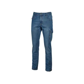 Upower Jam Pantalon Vaquero Elastico - Talla 2XL - Ajuste Slim Fit, 5 Bolsillos, Bolsillo Lateral y de Medidor, Ribete para Martillo, Proteccion DPI1 - Color Azul Indigo