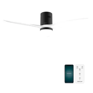 Cecotec EnergySilence Aero 5600 Aqua BlackandWhite Connected Ventilador de Techo con 3 Aspas y Luz LED - 40W - Diametro de 52" - Wi-Fi - IP44 - Temporizador - Modo Invierno - Color Blanco y