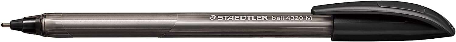Staedtler Ball 4320 M Boligrafo Punta de Bola 1mm - Escritura Suave - Cuerpo Triangular - Color Negro · Pack de 10 uds.