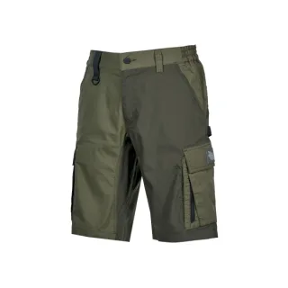Upower Solaris Bermudas Cargo Funcionales - Talla 2XL - Tejido Ripstop Elastico, Multibolsillos, Detalles Reflectantes, Proteccion Lumbar, Ajuste Seguro Antirayaduras - Color Verde Oscuro
