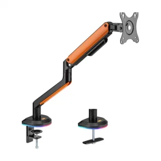 Aisens Soporte de Mesa RGB Gaming para Monitor/TV - Giratorio e Inclinable - Iluminacion RGB - Acero y Aluminio - Compatible Vesa - Carga Maxima 9Kg - Brazo Articulado - Sistema de Pasacable
