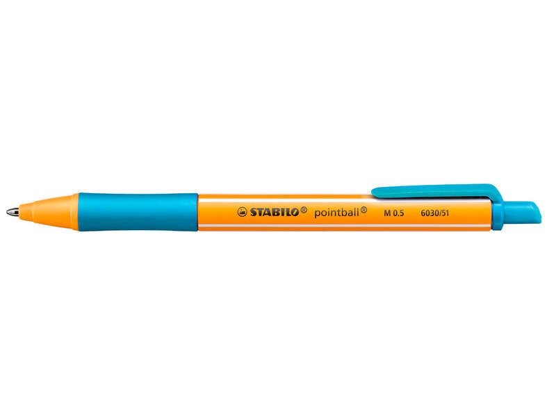 Stabilo Pointball Boligrafo Retractil - Punta de 1mm - Tinta con Base de Aceite - Recargable - 79% Plastico Reciclado - Grip Antideslizante - Color Turquesa · Pack de 10 uds.