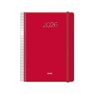 Dohe Denver Agenda Anual - Dia Pagina - Sabado y Domingo misma Pagina - Cierre con Goma Elastica - Tamaño 15x21cm - Color Rojo