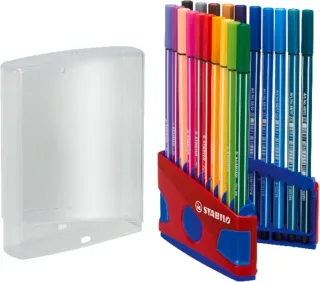 Stabilo Premium Pen 68 Estuche con 20 Rotuladores - Punta de Fibra - Trazo de 1mm aprox. - Alto Brillo y Luminosidad de Color - Colores Surtidos