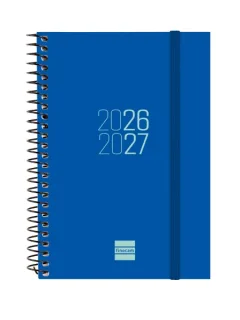 Finocam Espir Agenda Escolar 26/27 - Semana Vista Horizontal - Formato E8 - 120x171mm - Tapas de Polipropileno - Papel de 80g/m2 - Espiral Metalica - Esquinas Microperforadas - Color Azul