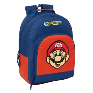 Safta Super Mario Mamma Mia Mochila Adaptable a Carro - Cremallera Doble - Bolsillo Frontal - Hombreras Ergonomicas - Espalda Acolchada - Asa Forrada - 20.10L - 320x150x420mm - Color Rojo y