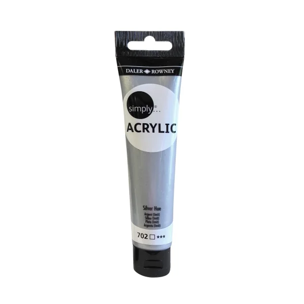Daler Rowney Simply Pintura Acrilica - Tubo de Plastico - 75ml - Color Plata