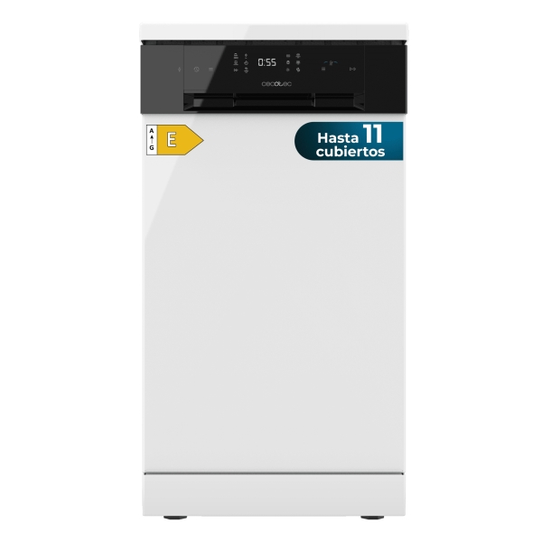 Cecotec Bolero Aguazero 4201 E Lavavajillas de 45cm - 11 Cubiertos - Temperatura Regulable - 6 Programas - Bandeja para Cubiertos - Inicio Programable - Color Blanco y Negro