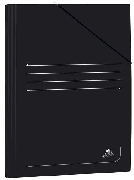 Mariola Carpeta de Carton Plastificado Folio 500gr/m2 - Medidas 34x25cm - Cierre con Goma Elastica - Color Negro · Pack de 20 uds.