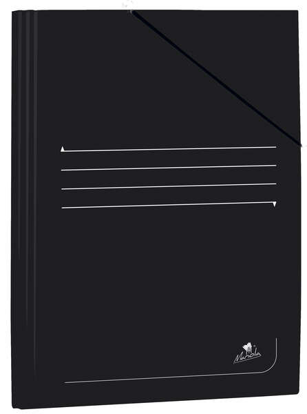 Mariola Carpeta de Carton Plastificado Folio 500gr/m2 - Medidas 34x25cm - Cierre con Goma Elastica - Color Negro · Pack de 20 uds.