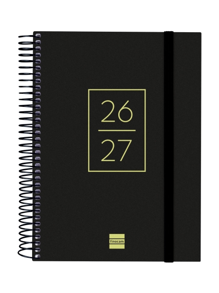 Finocam Secundaria Agenda Escolar 26/27 en Catalan - 1 Dia por Pagina - Formato 4º - 155x212mm - Tapas de Polipropileno - Papel de 80g/m2 - Espiral - Esquinas Microperforadas - Color Negro