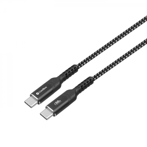 CoolBox Cable USB-C a USB-C 3.2 - 60W - Longitud 1,2m - Color Negro