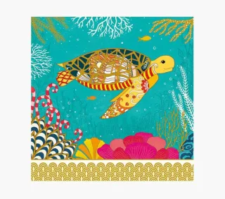 Pictura Tarjeta Arabesque - 16x16cm - Tematica Tortuga - Tarjeta Triptica sin Envoltorio - Incluido Sobre Blanco - Papel con Certificacion FSC