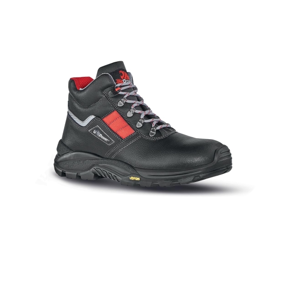 Upower Gravel S RS Botines de Seguridad - Talla 38 - Empeine Piel Flor Grana Mina, Hidrofugos, Puntal Composite, Antiperforacion, Suela Antideslizante PU/VIBRAM, Proteccion S3S CI HI HRO FO