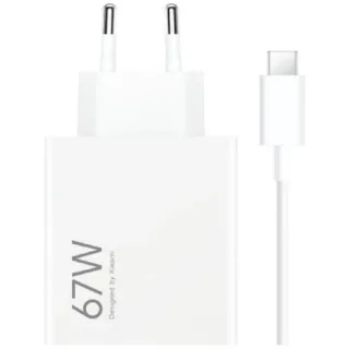 Xiaomi 67W HyperCharge Combo Cargador de Pared para Smartphone USB-A 67W + Cable - Identificacion Inteligente de Dispositivos - Color Blanco