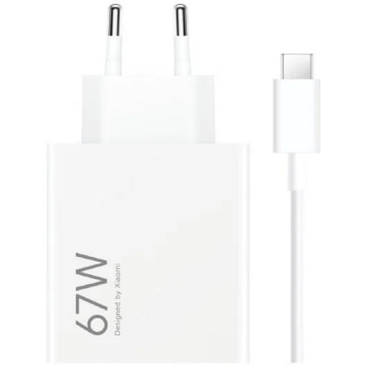 Xiaomi 67W HyperCharge Combo Cargador de Pared para Smartphone USB-A 67W + Cable - Identificacion Inteligente de Dispositivos - Color Blanco