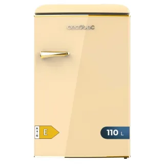 Cecotec Bolero CoolMarket TT Origin 110 Beige E Mini Frigorifico - Capacidad 110L - Estilo Retro - Cajon para Hielo - Luz Interior - Tirador Cromado - Bandejas de Cristal - Color Beige